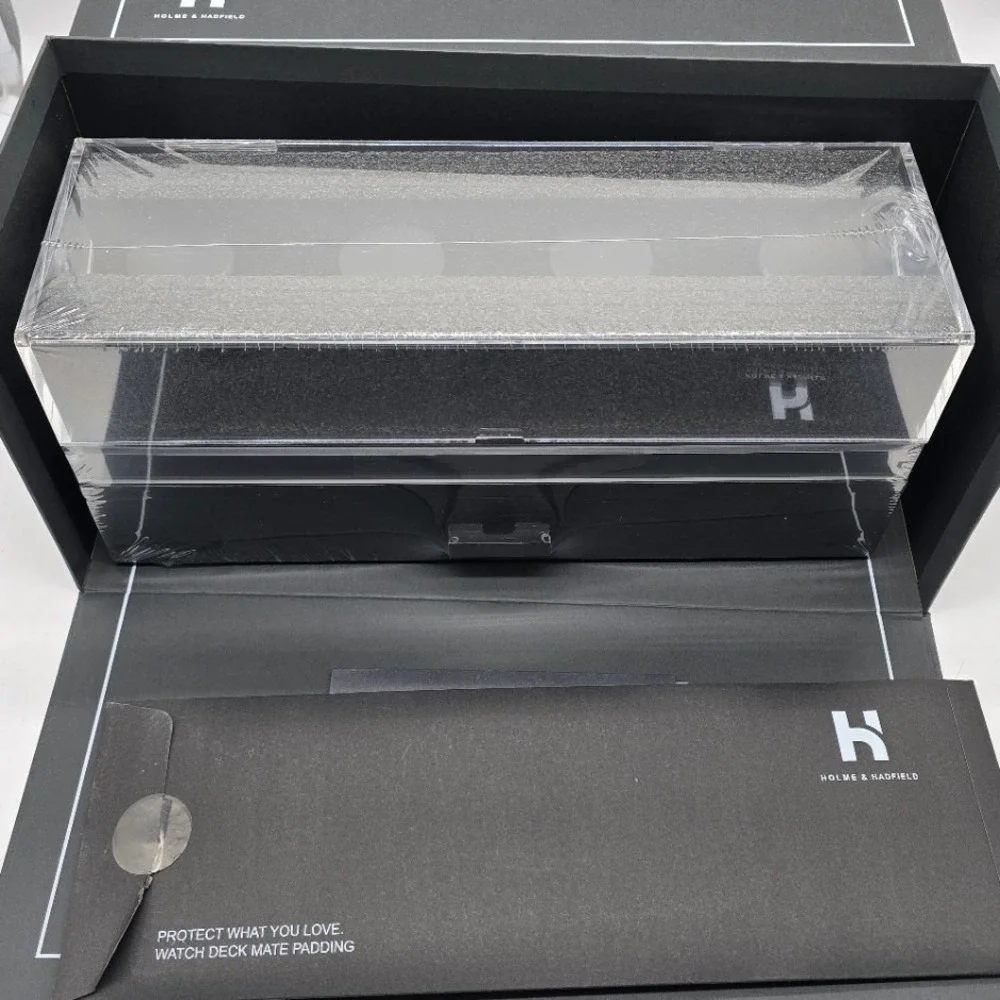 Holme & Hadfield 4 Slot Watch‎ Box Wooden Display Case Drawer Organizer Black